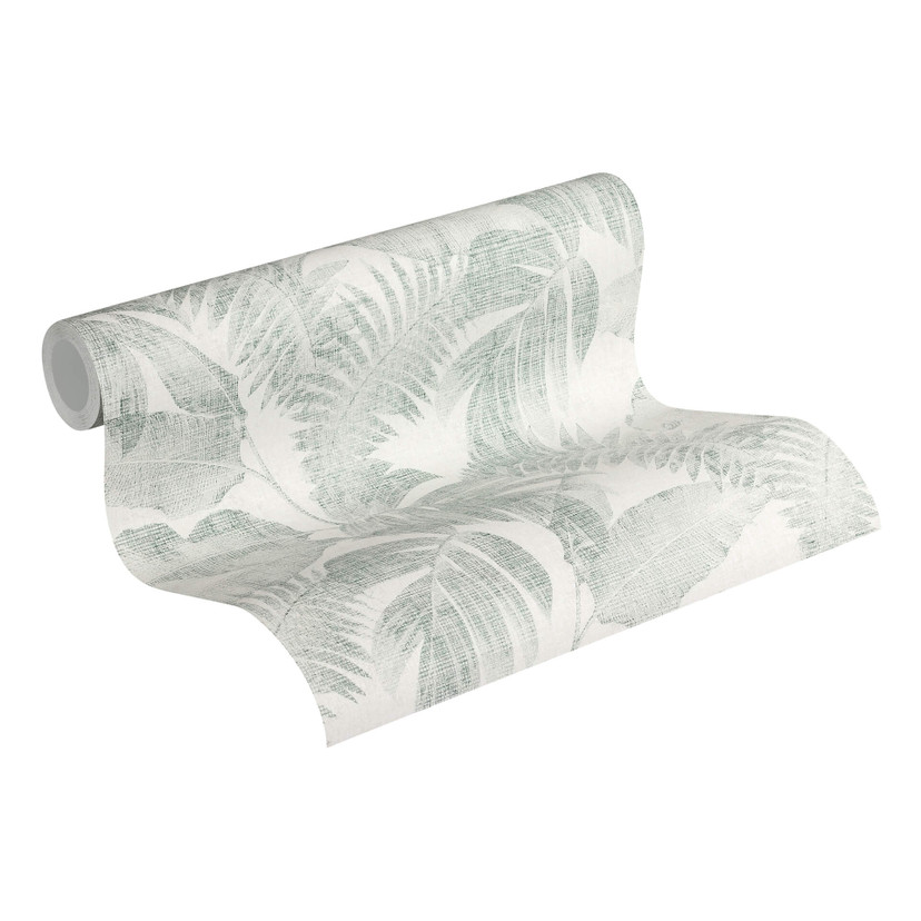 Papel pintado selva hojas verde blanco no tejido plantas moderno salón dormitorio by A.S. Création