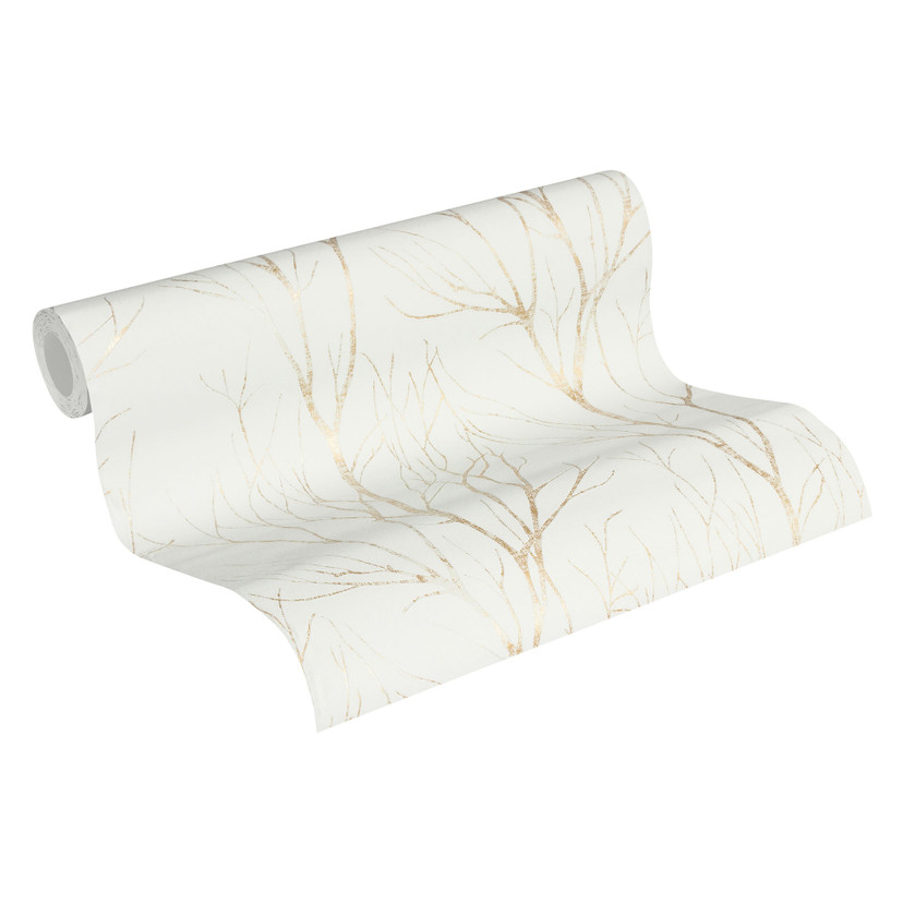 Skovtapet hvid guld - non-woven tapet natur A.S. Création