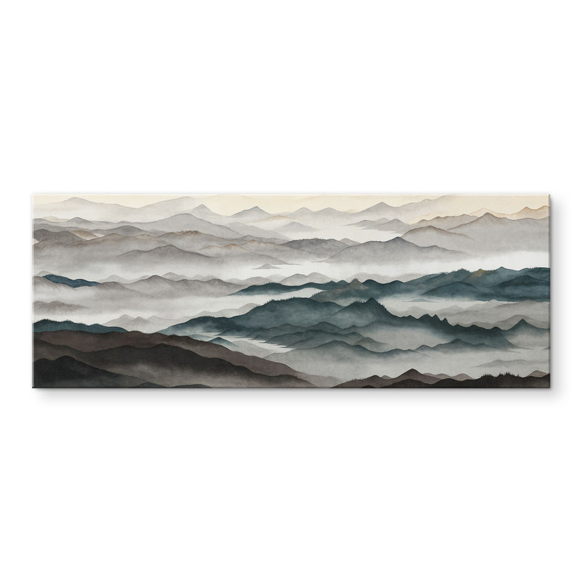 Tableau Acrylique Roerich Light - Paysage Montagneux Brumeux - Sir Edward x Grigory Gladarev - Panorama