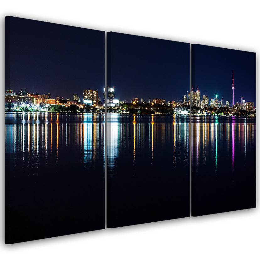 3 stykke lærredstryk, New York Skyline Night