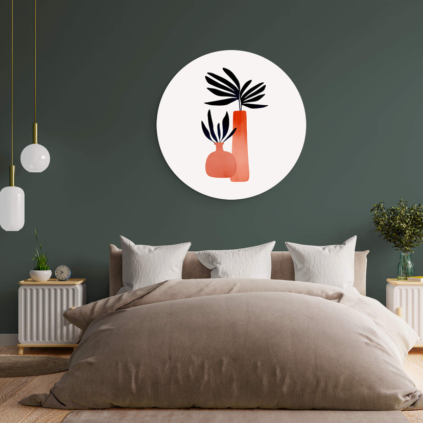 Tableau sur alu-Dibond rond Kubistika - plantes de conte de fées