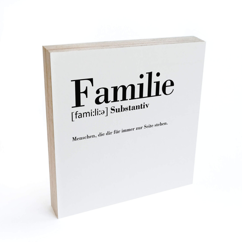 Holzbild zum Hinstellen - Grammatik - Familie - 15x15 cm
