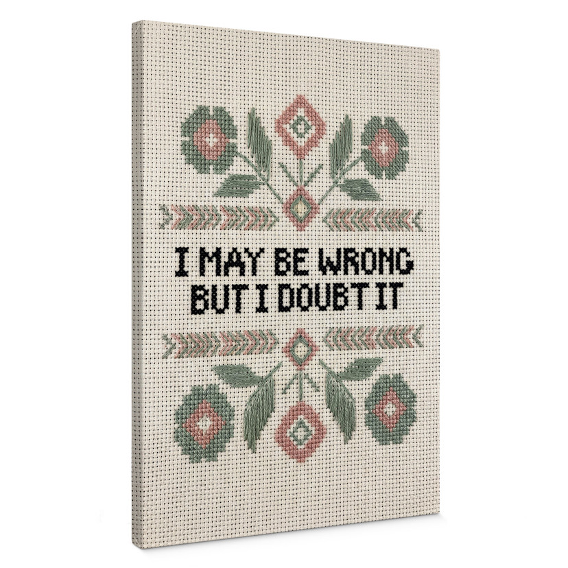 Canvas schilderij I may be wrong met Bloemen Borduurpatroon - Magnusson