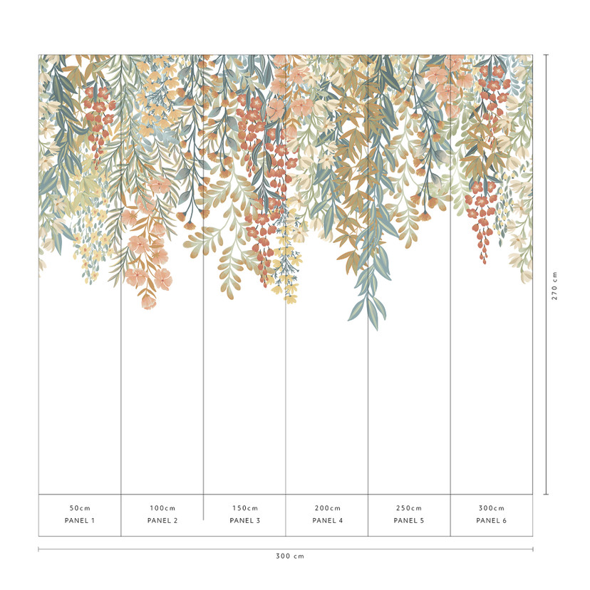 Fototapet, tapet med bladmotiv La Terrasse beige 2,7 x 3 m