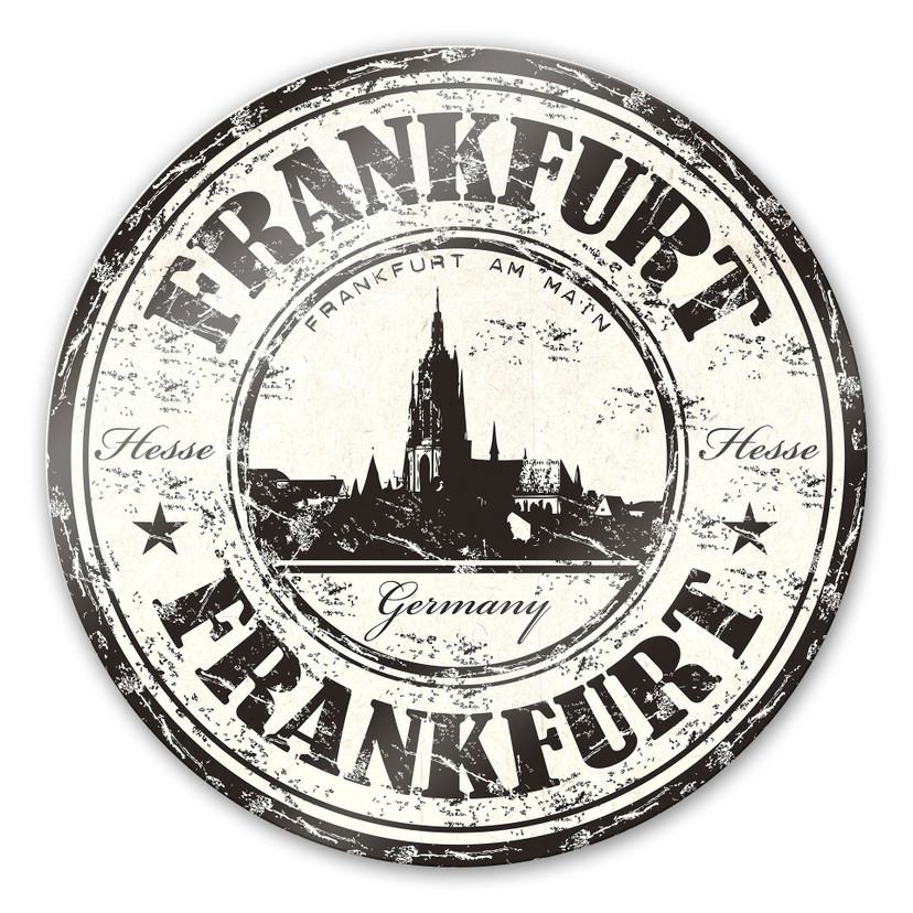 Stampa su vetro Timbro postale di Francoforte - tondo