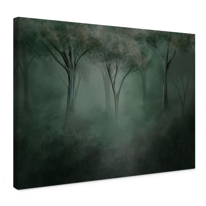 Canvas schilderij bos magie in de ochtendmist groen - Ms Tiff