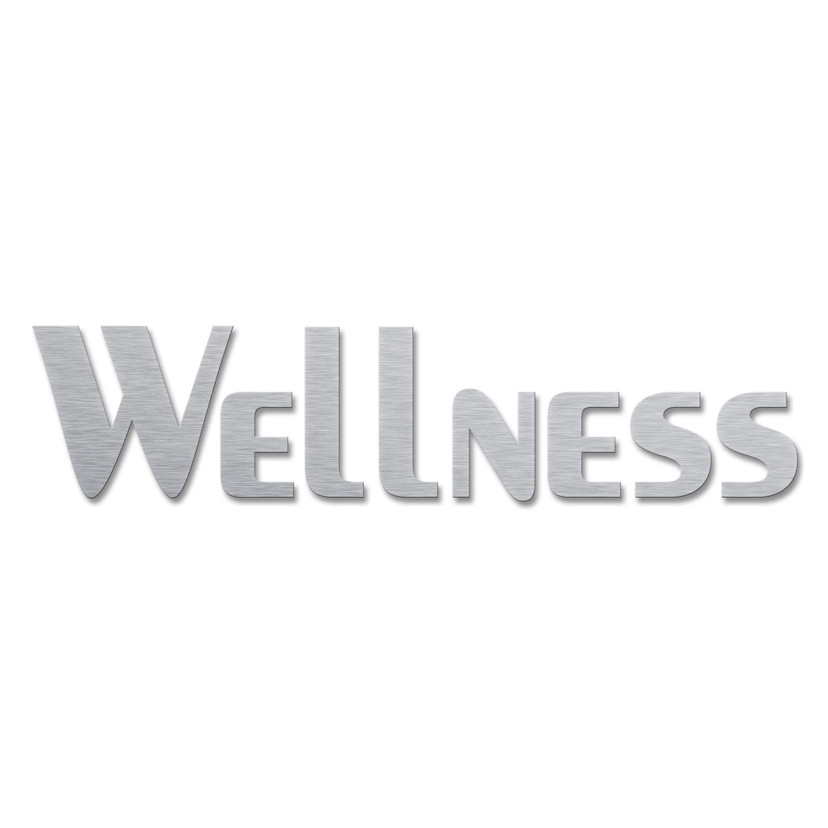 Aluminiowe litery z dibondu - efekt srebra - Wellness