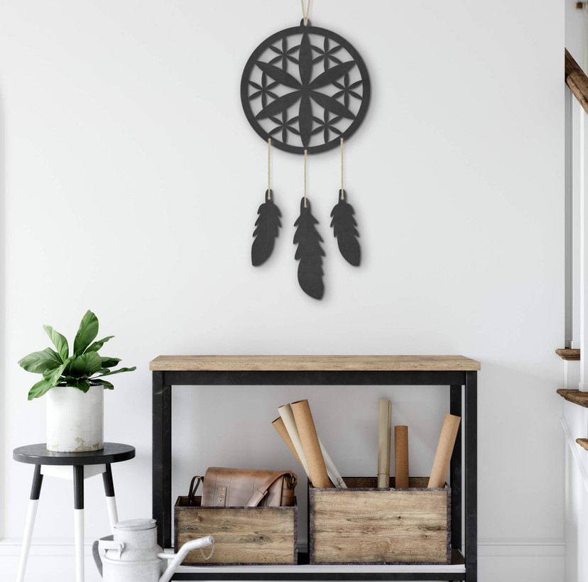 MDF - Dekoracja drewniana - Kwiat Dreamcatcher (4 sztuki)