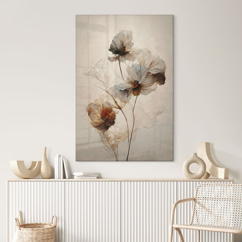 Tableau en verre acrylique Fleurs séchées - Elégance de l'éphémère - Treechild