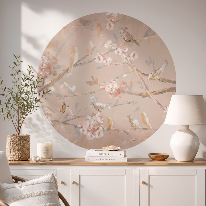 Wandtattoo Vögel auf Kirschblüten - Cheney - Rund