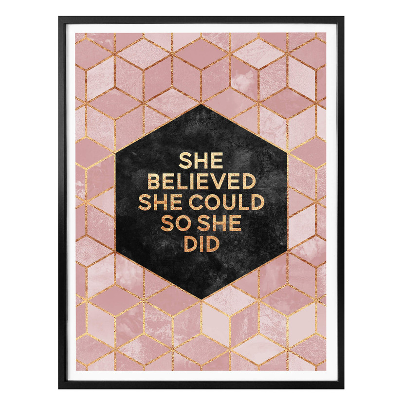 Plakat Fredriksson - She Believed - różowy