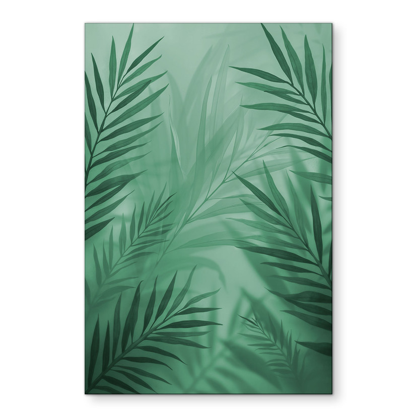 Wanddecoratie Groene palmbladeren - Alu-Dibond