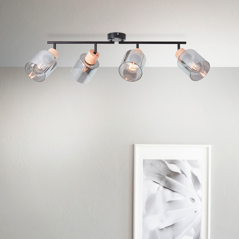 Spotrohr Tim, braun, 23 x 73 cm, Glas Lampe