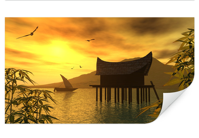 Poster autocollant - W - Maison sur Pilotis