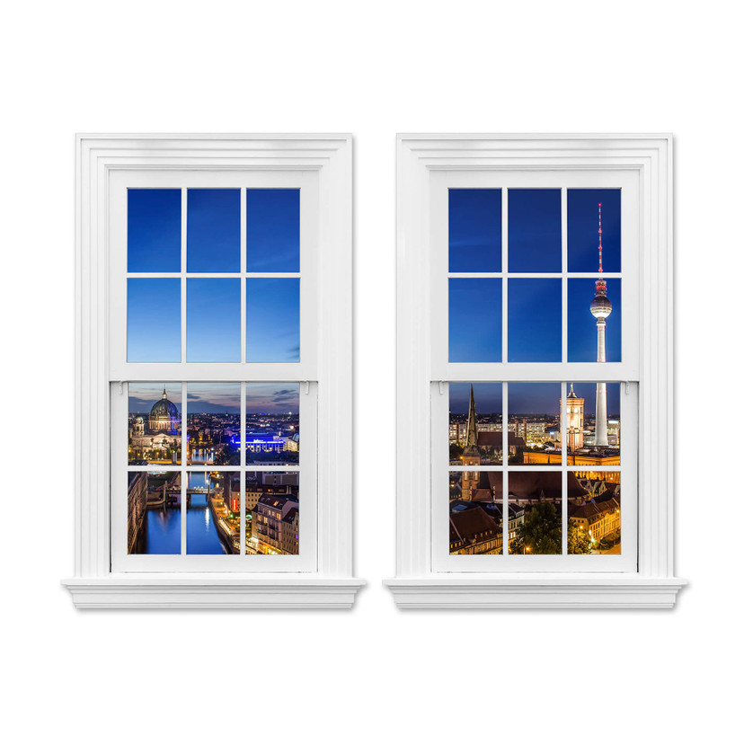 3D Wallsticker med dobbeltvindue - Berlin Panorama