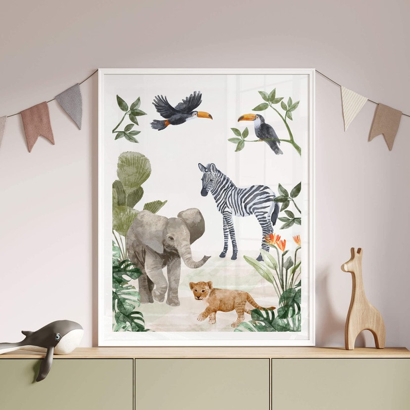 Poster Goed Blauw - Dschungelbabys
