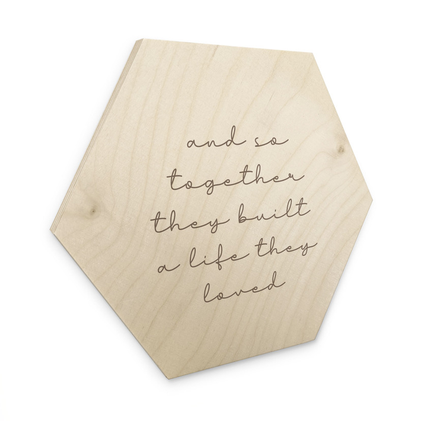 Tableau sur bois Hexagon Together