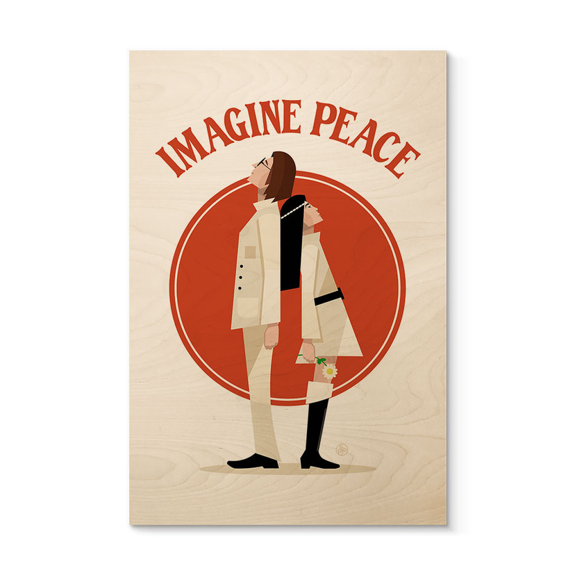 Plakat drewniany Imagine Peace - Dwa dla pokoju i nadziei - Retrodrome