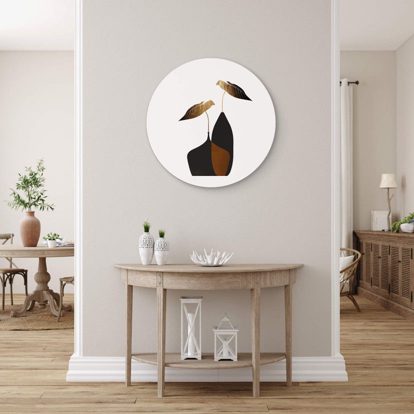 Tableau en alu-Dibond Kubistika - Bouquet scandinave - Rond