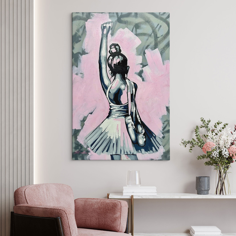 Leinwandbild Starke Ballerina Streetart Stil - Habib