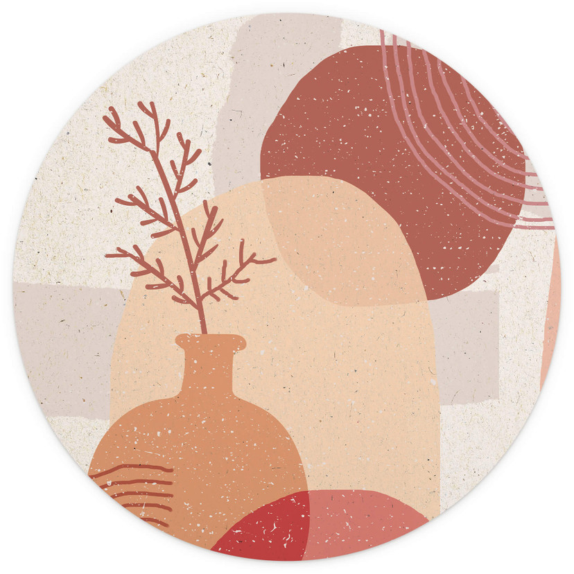 Fototapeta Demir - Boho ilustracja rośliny - Okrągła - tapeta flizelinowa/tapeta flizelinowa samoprz