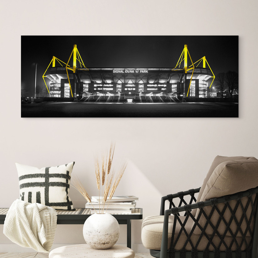 Billede af stadion i Dortmund - Grå – print på aluminium (Alu-Dibond)