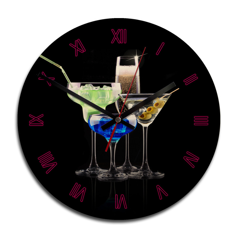 Horloge murale en bois - Girly Cocktails