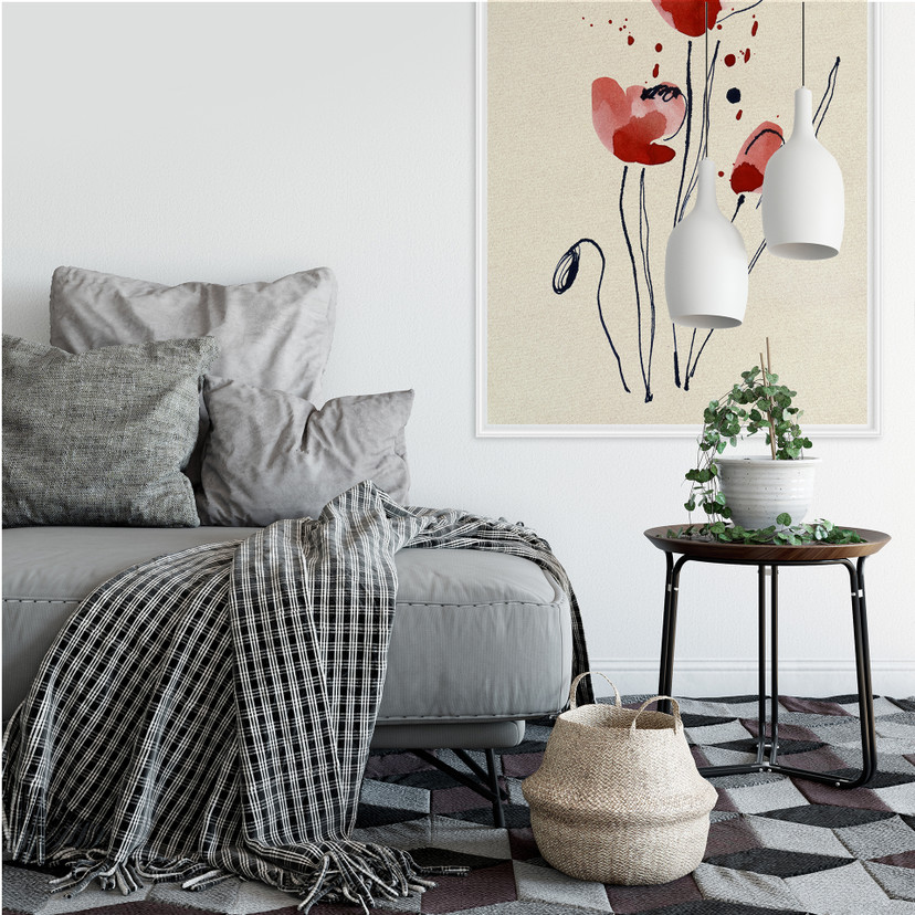 Wallprint W - Illustrierte Mohnblume