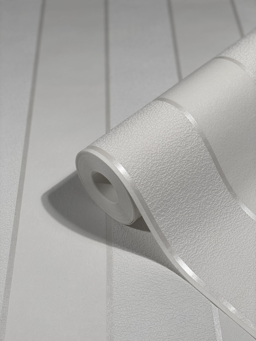 Stribet tapet, non-woven tapet Novamur Yvi grå, hvid