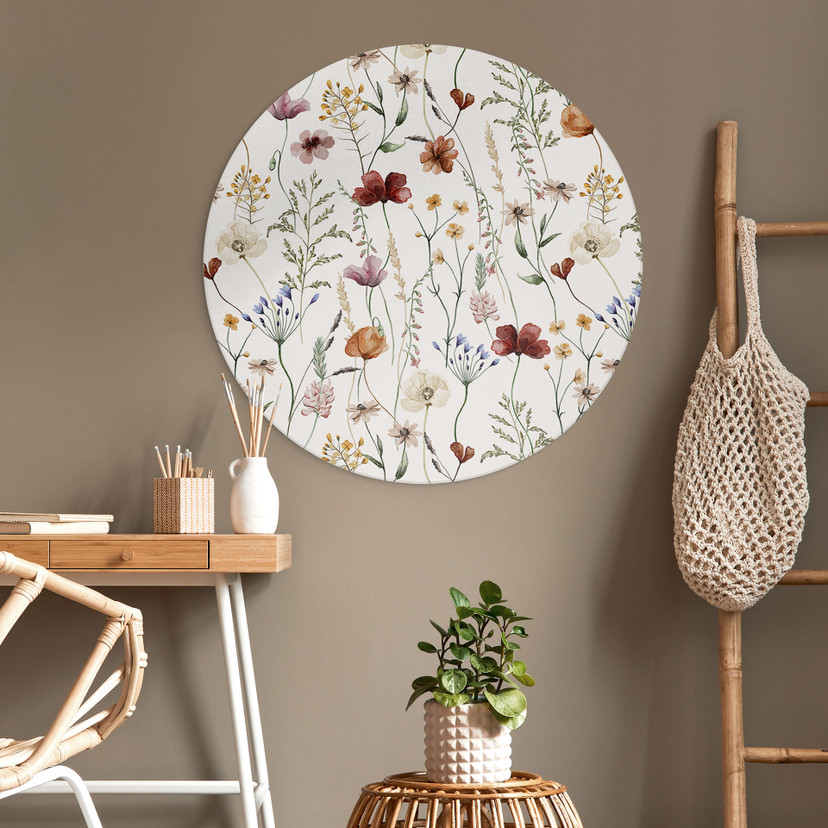 Dibond vægdekoration Farverige vilde blomster - UN Designs – print på aluminium (Alu-Dibond)