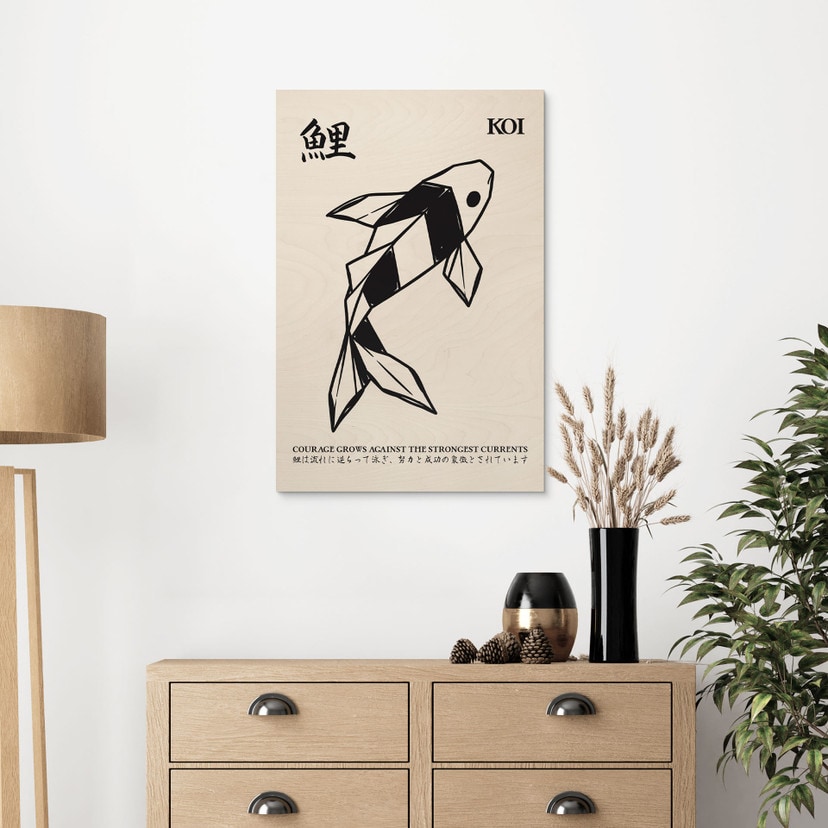 Houten Wanddecoratie Geometrische Koi Origami - Krygowski