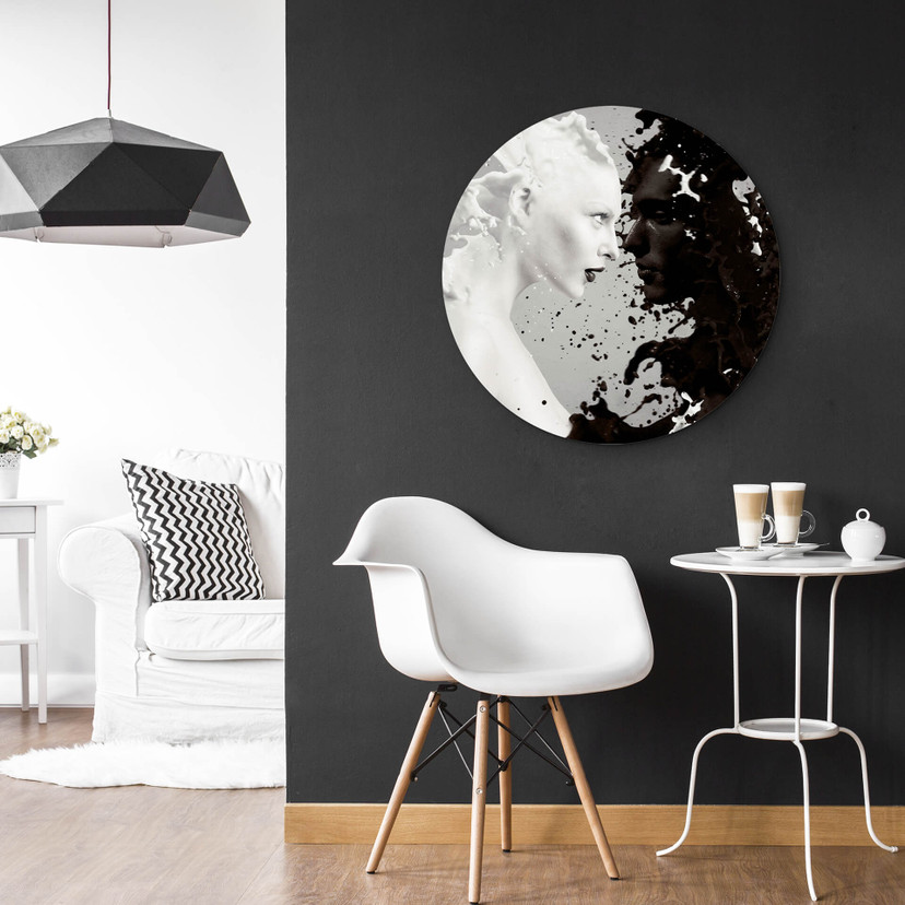 Tableau sur alu-Dibond rond Milk & Coffee