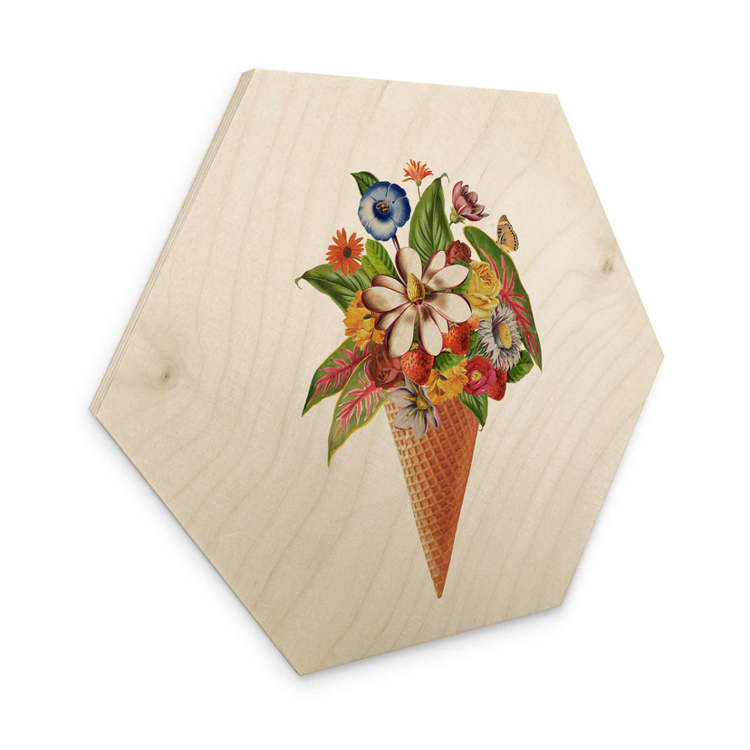 Hexagone - Bois Frida Floral Studio - Cornet de glace fleuri