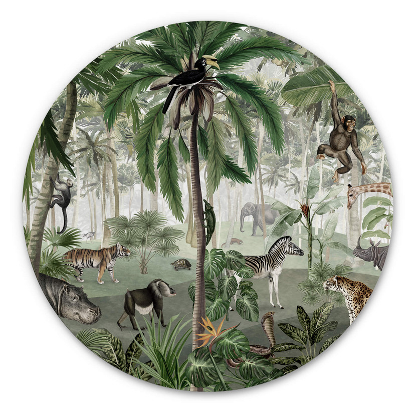 Tableau sur alu-Dibond rond Kikki Belle - Objets Cachés Jungle