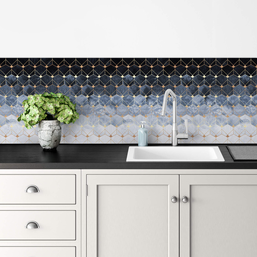 Rivestimento cucina Fredriksson - esagoni blu
