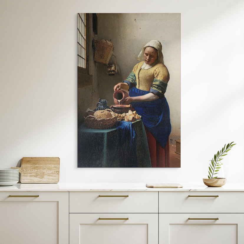 Wandbild Vermeer - Das Mädchen mit dem Milchkrug - Alu-Dibond