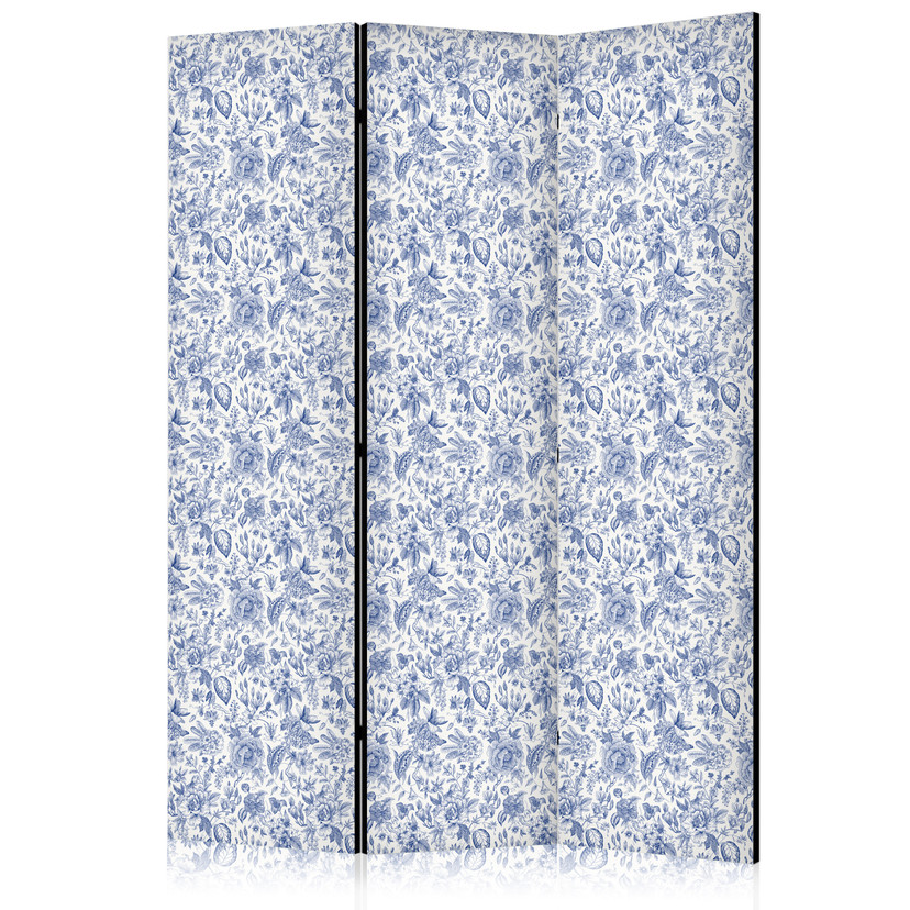 Paravent, Raumteiler freistehend, Trennwand - Vintage Blue Flowers