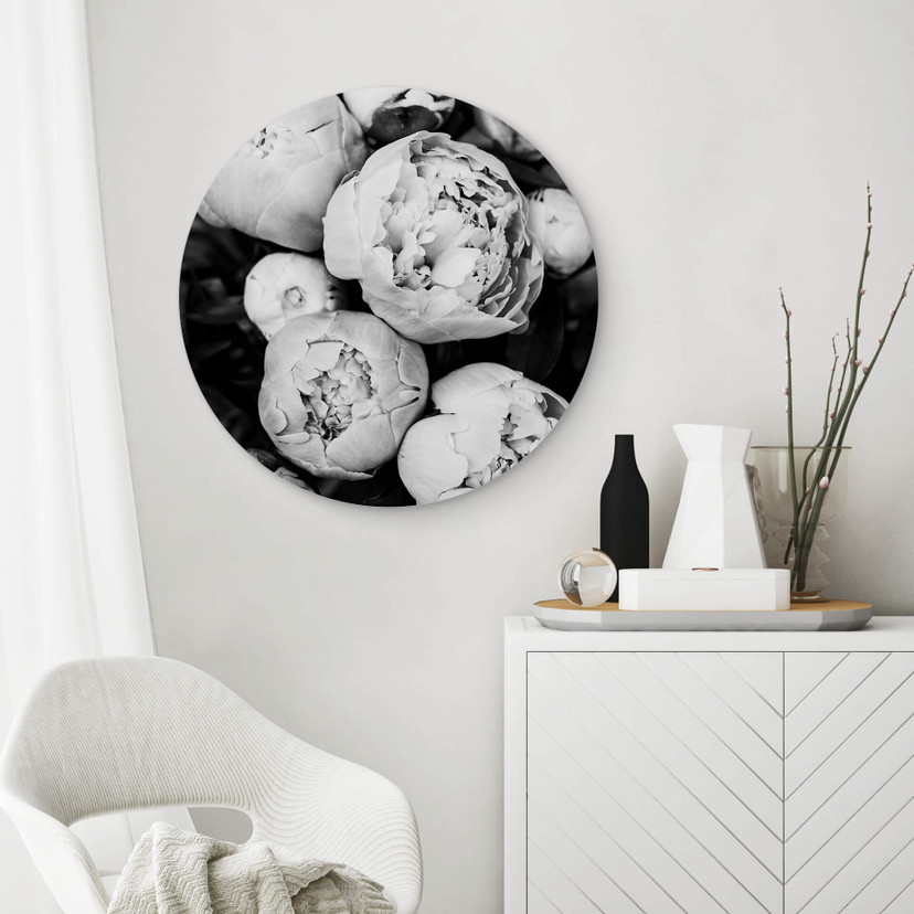 Tableau sur alu-Dibond rond Sisi & Seb - Pivoines