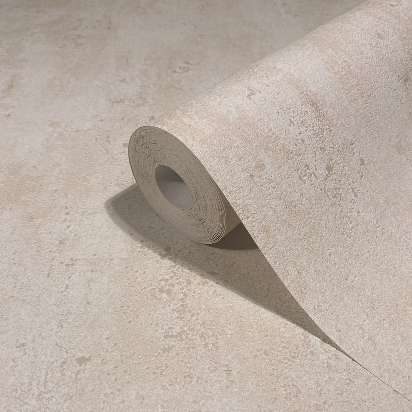 Ensfarvet tapet, non-woven vægbeklædning Novamur Yvi beige