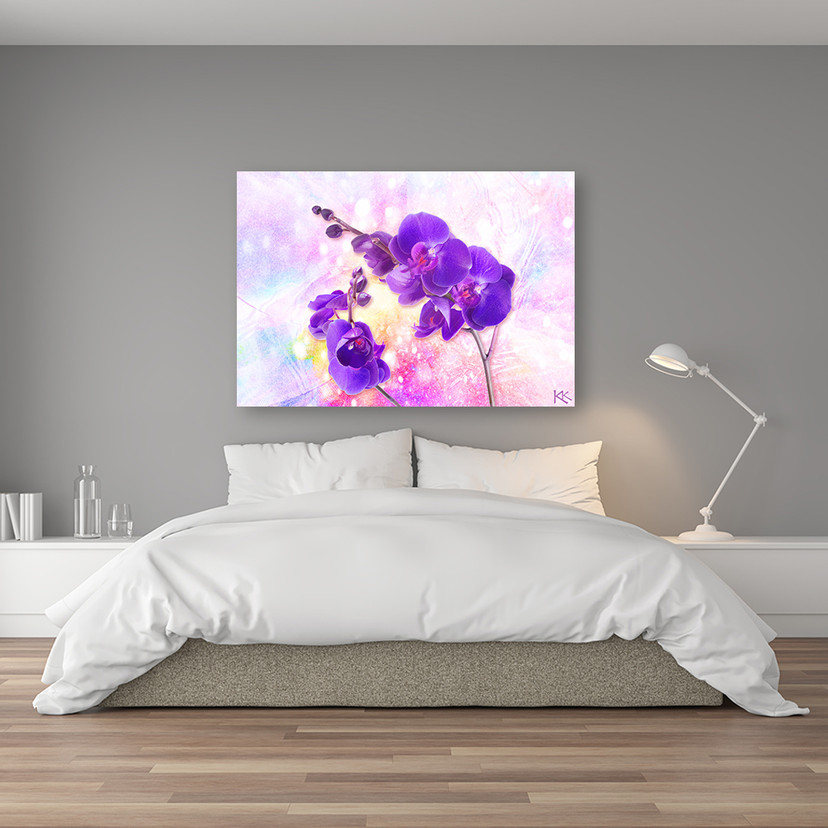 Canvasbillede, Lilla orkidéblomster