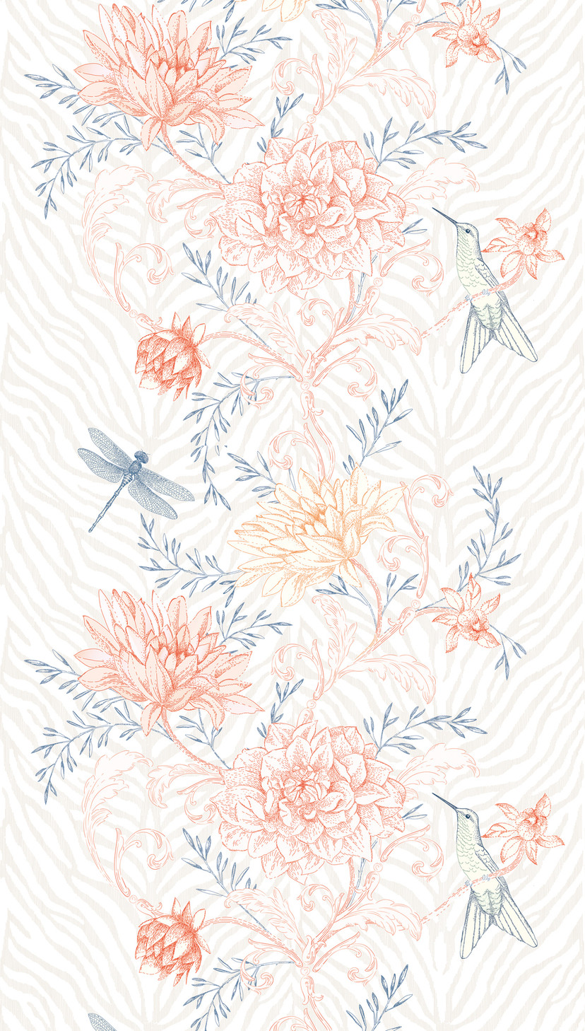 behang bloemen kleurrijk oranje - vliesbehang bloemen planten Livingwalls - mat en glad
