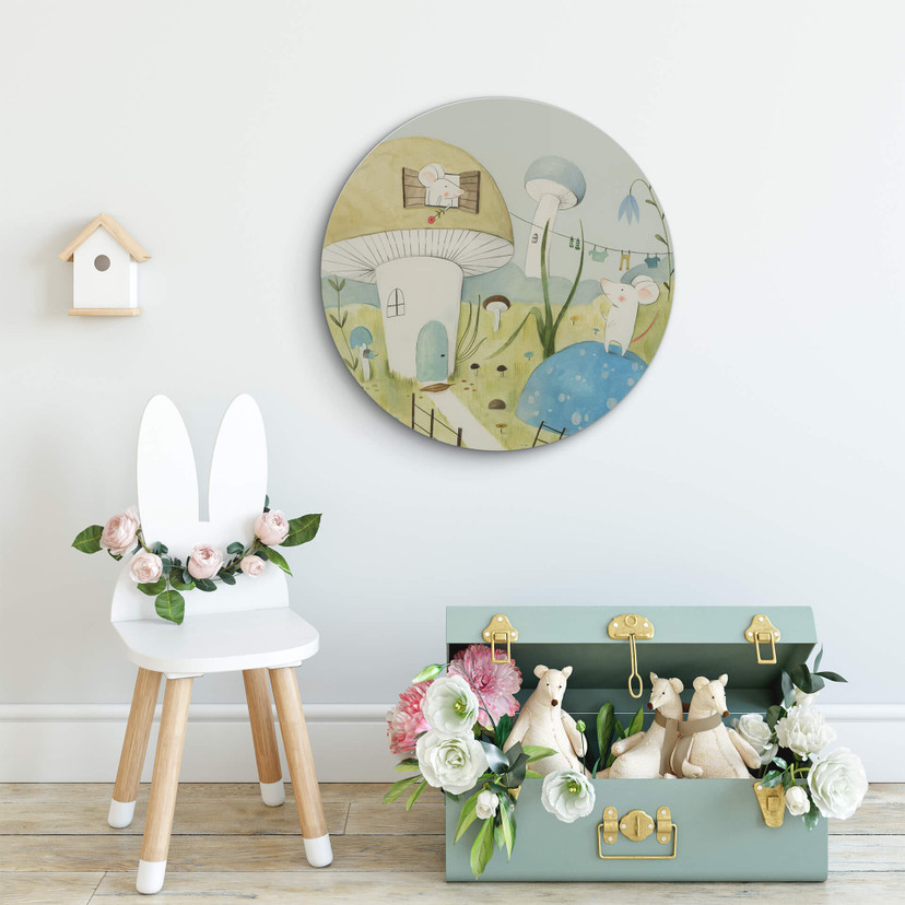 Tableau en alu-Dibond Loske - Ville des souris- Rond