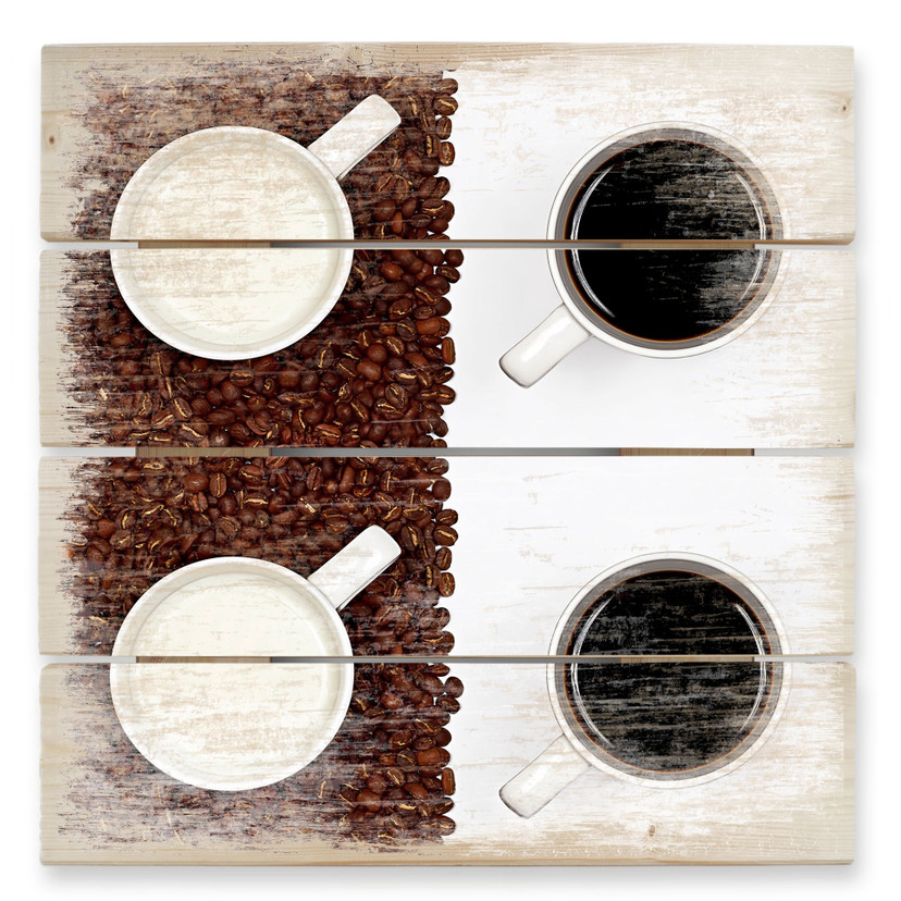 Obraz drewniany Lavsen - White Espresso - 40x41,5 cm