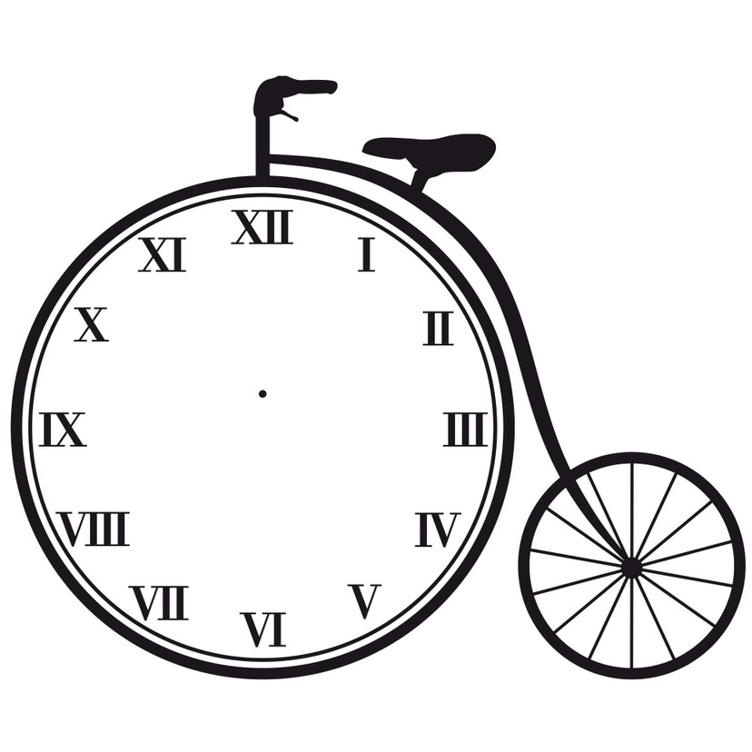Sticker mural - Horloge rétro vélo