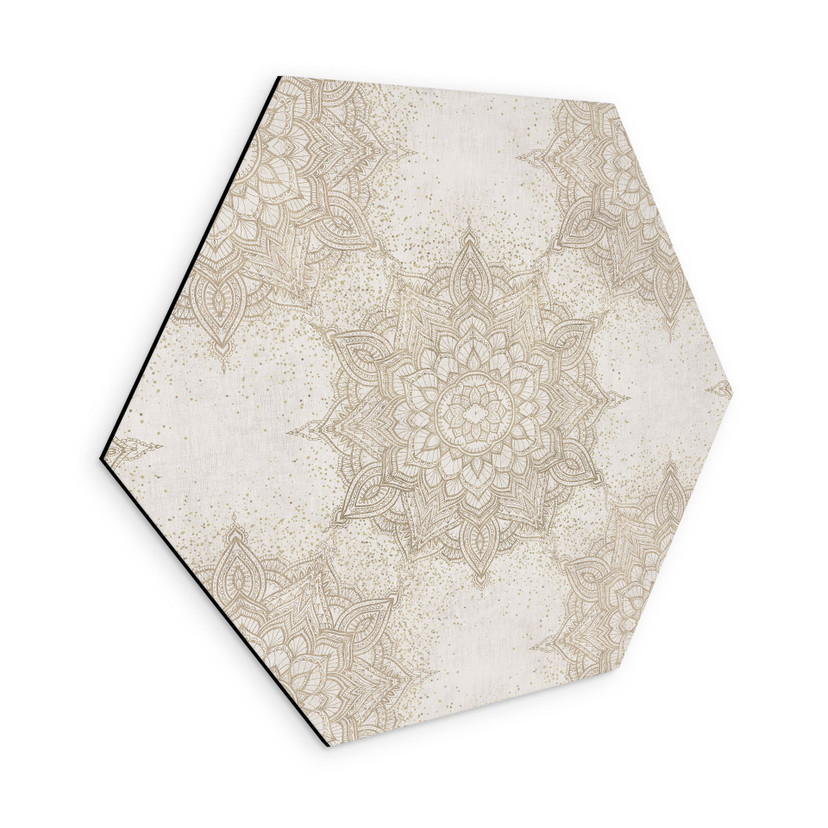 Wanddecoratie Elegante mandala in zandgoud - Bloomery Decor - aluminium dibond