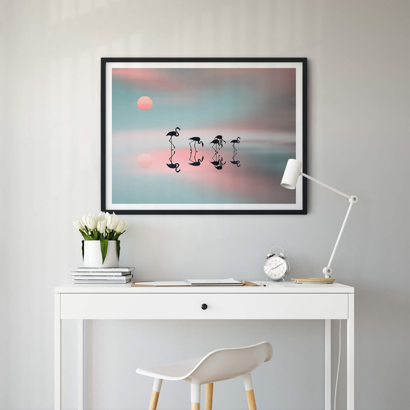 Plakat Natalia - Rodzina flamingów