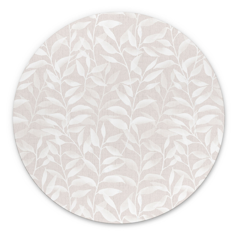 Billede Sarte akvarelblade - Soft Beige - Bloomery Decor - Rund – print på aluminium