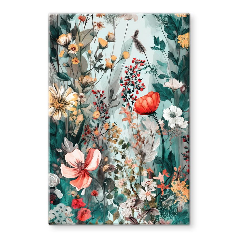 Glasbillede - Forårseng med blomster - Jaszke