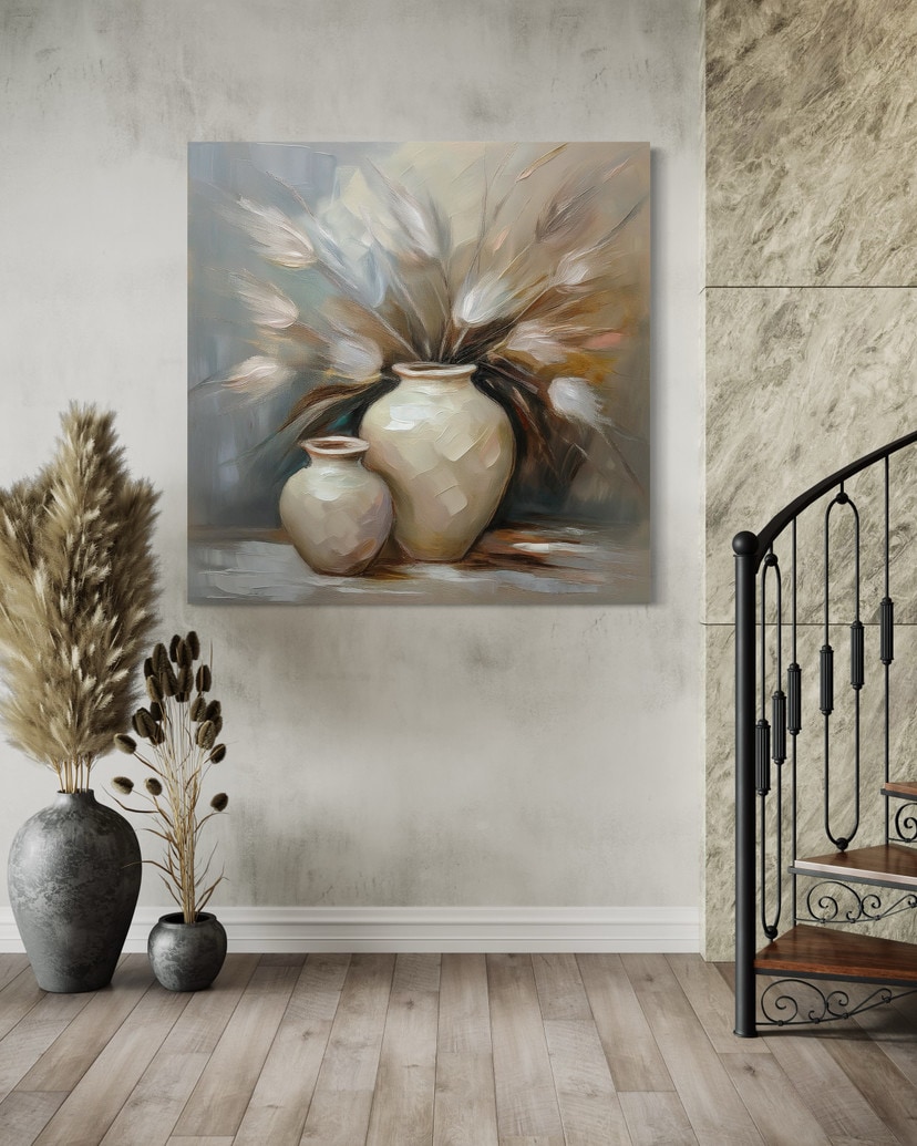 Leinwandbild Vintage Stillleben Vase