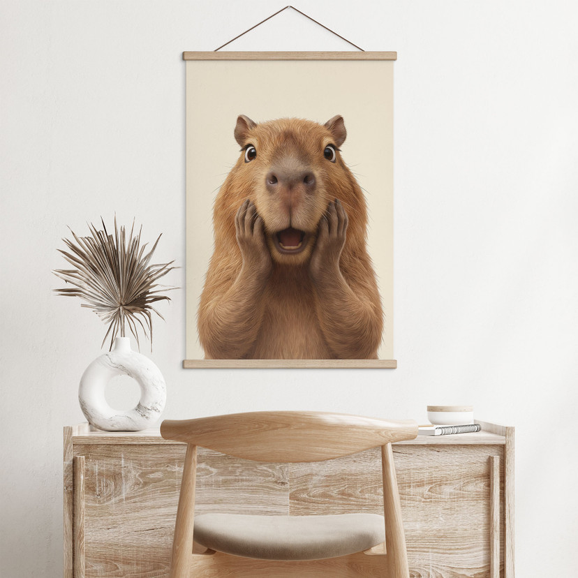 Stoffbild Überraschtes Capybara